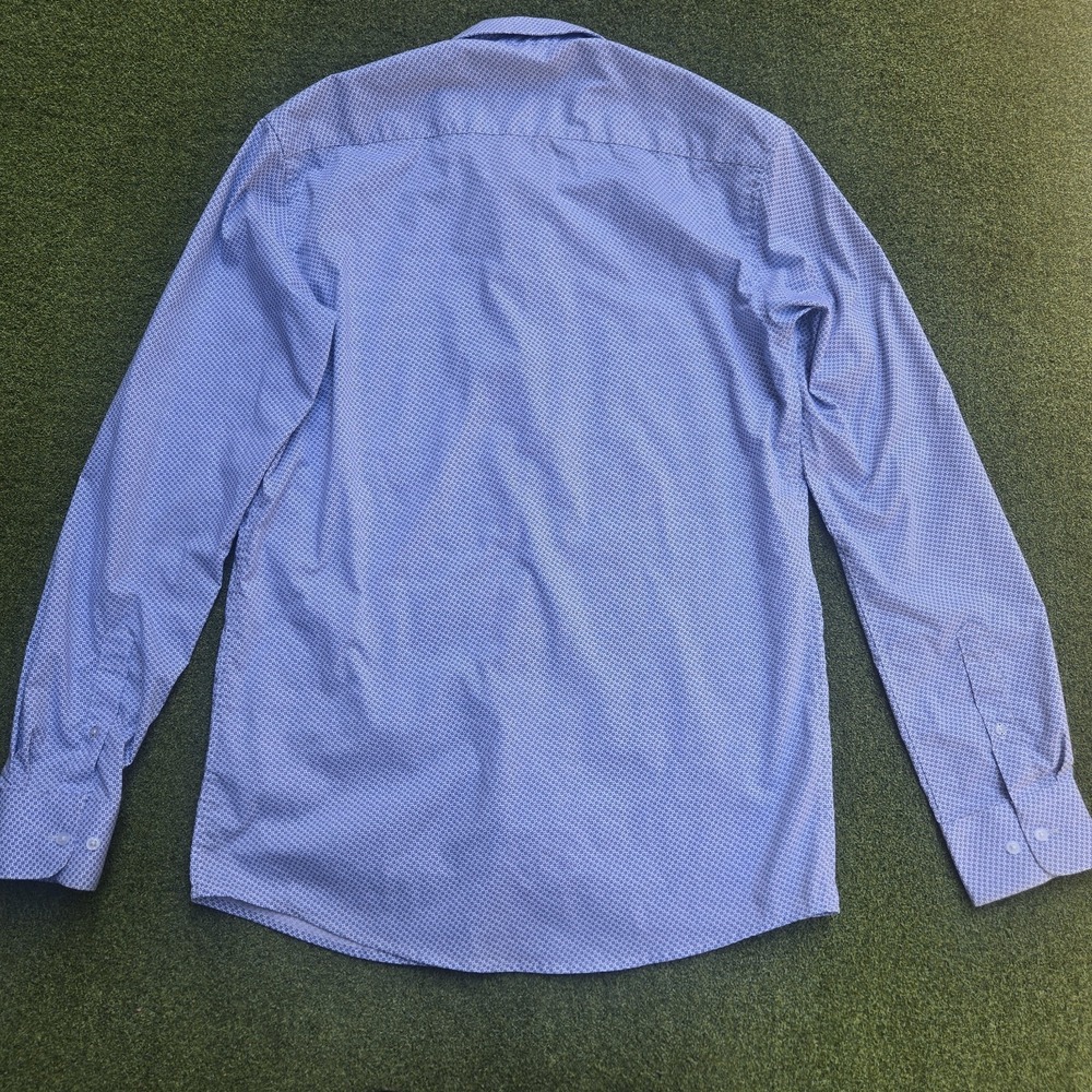 Lucky Brand Shirt Men's Medium Blue Slim Fit Stretch Botton Up Long Sleeve - Picture 4 of 14